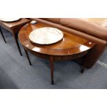 A George III design mahogany D end dining table with two leaves