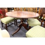 A mahogany circular tilt top breakfast table