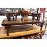 A Chinese elm and rattan low table