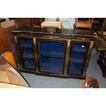 A Victorian ebonised and inlaid breakfront credenza