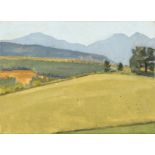 Claudia Carr (b.1965). 'Landscape - Welsh Borders', Oil on Board, 9" x 13".
