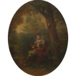 19th Century English School, A Young Boy Beneath a Tree, Oval, 20" x 15".