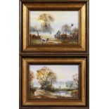 Bill Haines (b.1943). A Pair of Miniature Paintings of Country Scenes, Oil on Board, 3.5" x 5". (