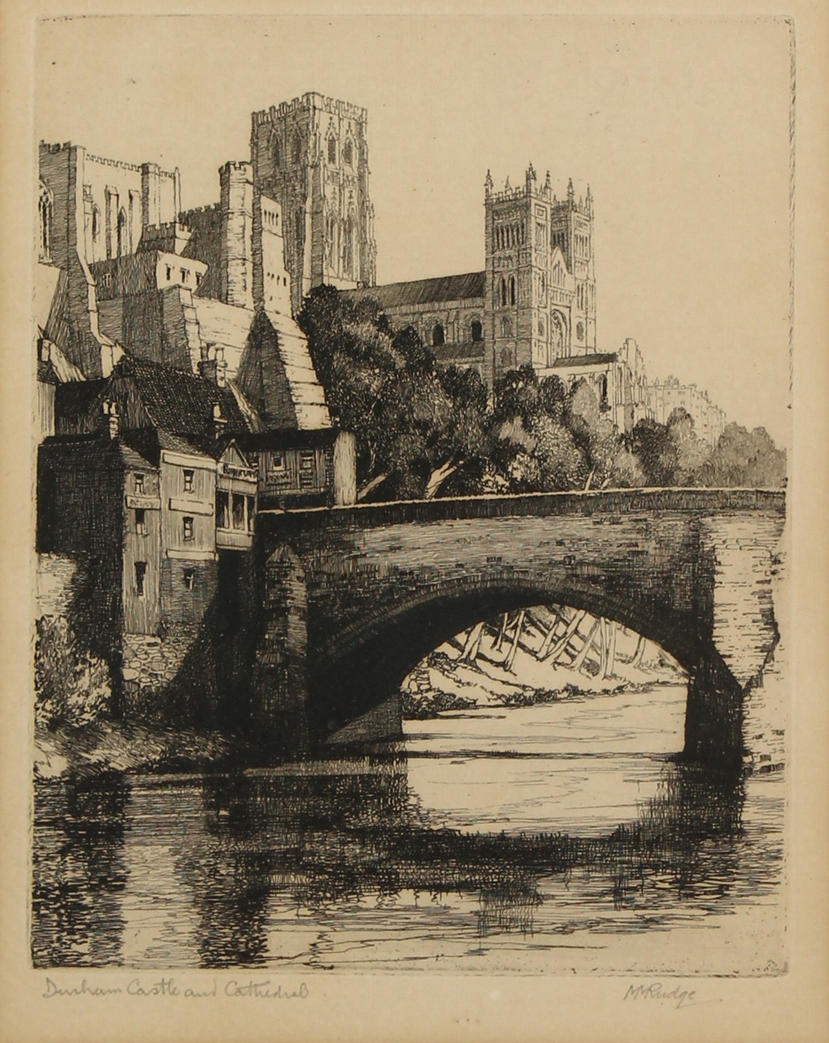 M. M. Rudge (19th Century). 'Durham Castle and Cathedral' Etching, Signed and Inscribed in Pencil,