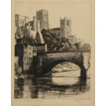 M. M. Rudge (19th Century). 'Durham Castle and Cathedral' Etching, Signed and Inscribed in Pencil,
