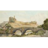 Max Ludby (1858-1943) British. Castle on a Hillside, Possibly Ludlow, Watercolour, Signed, 8" x
