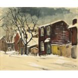 Albert Jacques Franck (1899-1973) Canadian. Winter Street Scene with Snow, Watercolour, 19" x 23".
