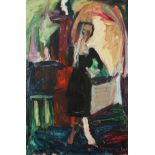 Soho School (20th Century). 'Muriel at the Colony Room', Lady Stood in the Colony Room Club, Soho,