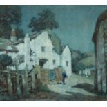 Albert Moulton Foweraker (1873-1942) British. 'A Devonshire Hamlet', A Figure Walking at