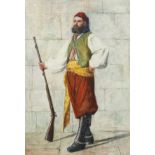 19th Century European School. A Turkish Soldier, Watercolour, 9.5" x 6".