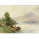 Edith A. Stock (1880-1929) British. 'On Buttermere', a Lake District View, Watercolour, Signed and