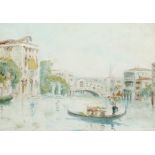 Late 19th Century Impressionist School. A Venetian View with Gondola in the Foreground, Oil on