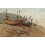 Barry Peckham (b.1945). 'Fishing Boats, Hastings', Watercolour, Signed, 7" x 11".