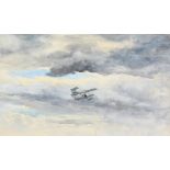 J. Andrew Lloyd (20th Century) British. Bi-Plane in Clouds, Watercolour, Inscribed Verso, 12" x