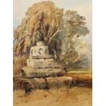 Circle of John Middleton. Medieval Monument, Watercolour, Unframed, 9" x 6.5".