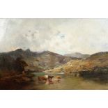 Alfred de Breanski (1852-1928) 'Llyn Gwynant, Beddgelert'. A Welsh View with Cattle in a Mountain