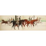 George Goursat 'SEM'. Five Double Page Scenes of Horses and Carriages, 14" x 40", (5). Unframed.