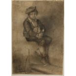 Dutch School, ' A Seated Dutch Boy', Pencil, 13" x 8".