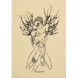 Greek School, Circa 1970. A Pair of Prints of Embracing Stylised Figures, 13" x 9", (2).