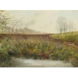 Ken Messer (1931-2018) British. 'Sunningwell', a Rural Landscape, Watercolour, Signed, 11.5" x 15.