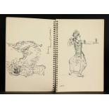 A Small Sketchbook of Drawings of Thai Dancers, mainly Pen and Ink, some Inscribed, some Signed '