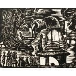 Kweti Ndzube (b.1943) South African. 'Cooking for the Spirits', Linocut, Signed, Titled, Numbered