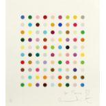 Damien Hirst (b.1965) British. Ninety Coloured Spots, Edition 64/500, Signed and Inscribed.