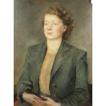 Agnes Charles (20th Century) British. A Portrait of Miss Shirley Hall, Inscribed Verso 'Now