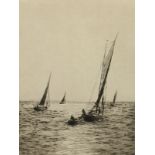 Rowland Langmaid (1897-1956) British. Sailing Boats heading away from Shore, Etching, Signed in