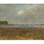 Circle of Hugh Boycott Brown. Small Yachts in an Estuary, Oil on Canvas Board, 10.5" x 13",