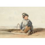 Circle of Richard Parkes Bonnington (1802-1828) British. A Young Fisher-boy, Watercolour, 5" x 7".