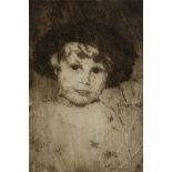 Erna Hoppe Kinross (1878-1964). Etching of a Child, 6" x 4".