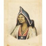 English School (Mid 19th Century). A Bust Length Study of a Native Lady in Costume and Wearing a