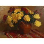 Early 20th Century Continental School. A Still Life of Flowers in a Terracotta Vessel, Oil on