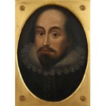 19th Century English School. A Portrait of William Shakespeare, Oil on Panel, 14" x 10", Oval, Re-