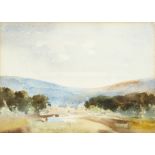 Adrian Bury (1891-1991) British. Welsh Landscape, Watercolour, Signed 7.5" x 10", bears exhibition