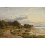 Thomas Pyne (1843-1935) British. 'Sunset at Bradfield', Watercolour, Signed and Dated 1912, 9.5" x