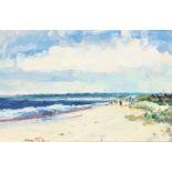 Geoffrey Chatham RBA British. 'Walberswick Beach', Oil on Board, Signed and Inscribed Verso, 12" x