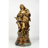 MATHURIN MOREAU (1822-1912) FRENCH"TEMPETE", a good bronze group of a woman with a child by her