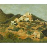 Thalia Flora-Caravia (1871-1960) Greek or Flora-Karavia. A Hamlet on a Hillside, Oil on Canvas,