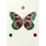 Damien Hirst (b.1965) British. Butterfly in Silver, Green and Red, Happy Christmas 2010, Signed,