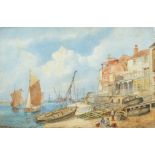 William Edward Atkins (1842-1910) British. Fishing Boats in Portsmouth Harbour, Watercolour, Signed,