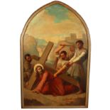 L. Chovet (19th Century) French School. The Six Stations of the Cross, Oil on Metal, Signed L.Chovet