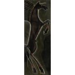 Early 20th Century. A Stylised Drawing of a Prancing Horse, Mixed Media, 18" x 6".