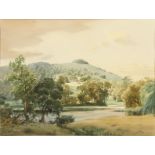 Charles William Taylor (1878-1960) British. 'Chanctonbury Ring and Wiston Lake', Watercolour,