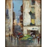 Oscar Ricciardi (1864-1935) Italian. An Italian Village Scene, Oil on Card, Signed, 9" x 6.5", and