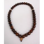 A SET OF 19TH CENTURY CHINESE QING DYNASTY RHINOCEROS / RHINO HORN ROSARY BEADS / NECKLACE,