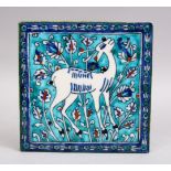 A PALESTINIAN JERUSALEM POTTERY TILE - ANIMAL, 15CM.