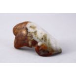 A GOOD CHINESE CARVED JADE ARCHAIC RAM PENDANT, 6cm.