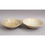 A GOOD PAIR OF EARLY CHINESE POTTERY BOWLS, 15 cm